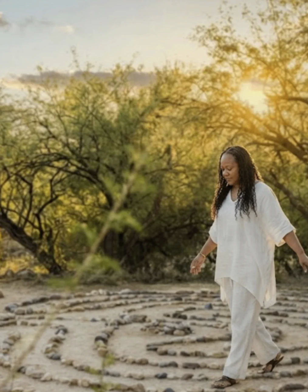 Njeri Njuhigu walking the sacred labyrinth
